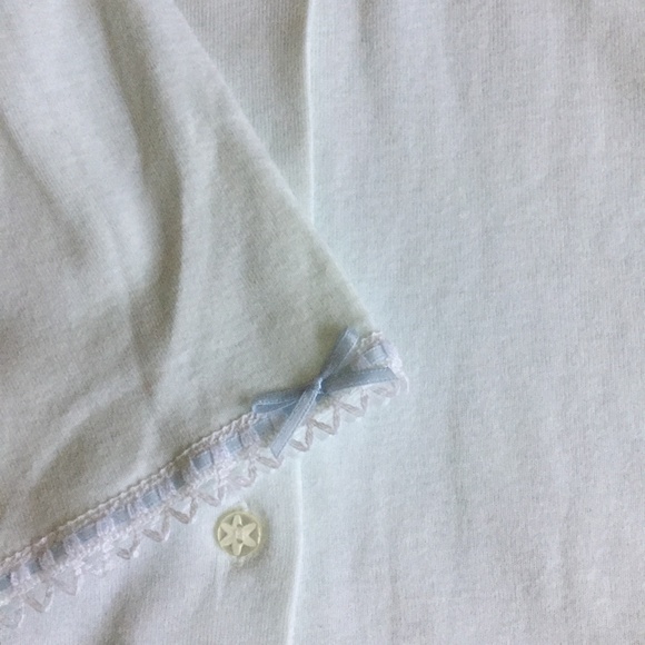 Vintage Floral Embroidered Knit Cardigan ThreeQuarter Sleeve Light Blue Sz Small - Picture 10 of 13